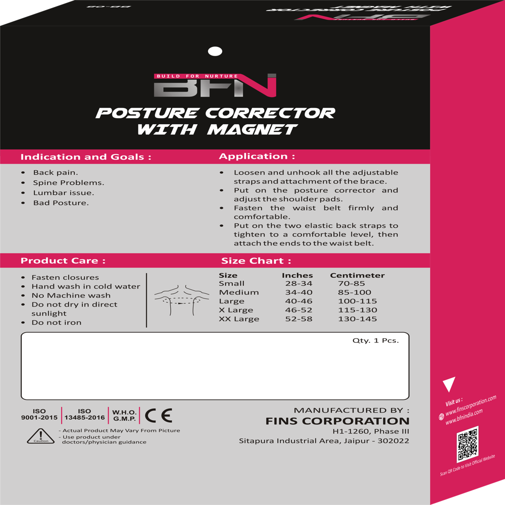 Bb-08 Posture Corrector With Magnet - Latex Material, Universal Size, Grey Color | Durable, Adjustable, Eco-friendly, 1-year Warranty