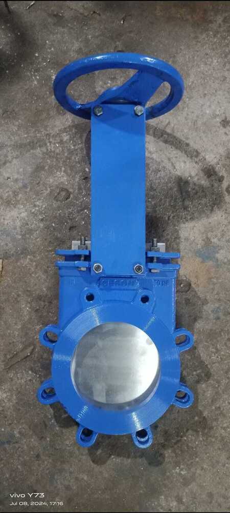 Manual Operated Knife Edge Gate Valve - Color: Blue