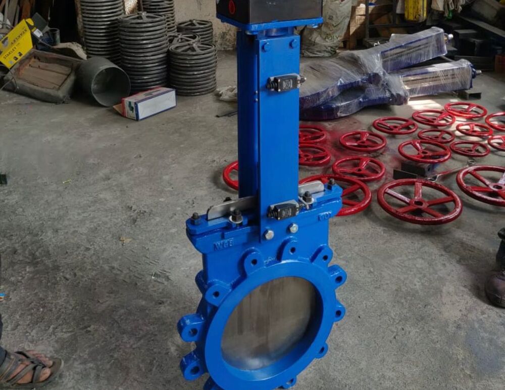 Manual Operated Knife Edge Gate Valve - Color: Blue