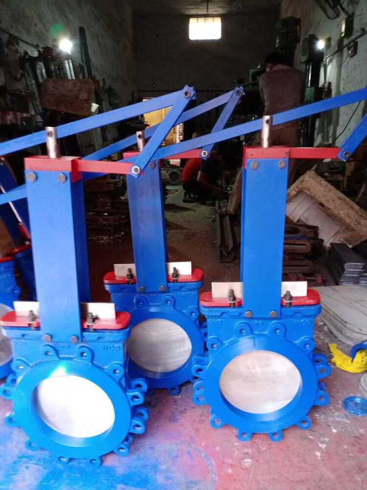 Manual Operated Knife Edge Gate Valve - Color: Blue