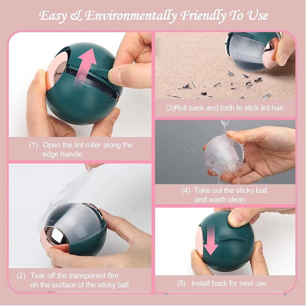 Lint Roller Ball - Tpe Material, 5x5x9 Cm | Washable & Reusable, Portable Hair & Dust Remover For Clothes, Furniture, And Travel