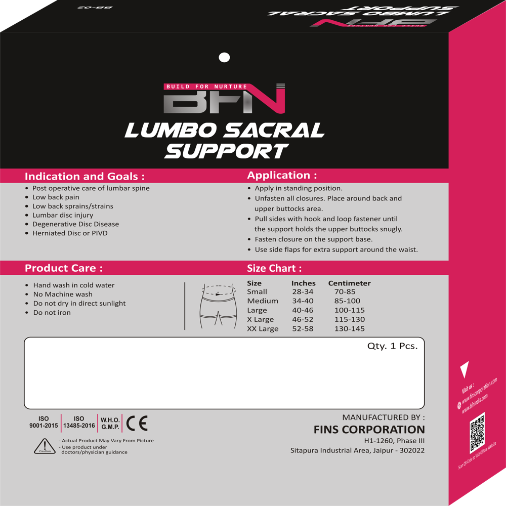 Bb-02 Lumbo Sacral Support - High-quality Latex Material, Adjustable Sizes S-xxxl, Grey Color, 1-year Warranty, Portable & Foldable Design