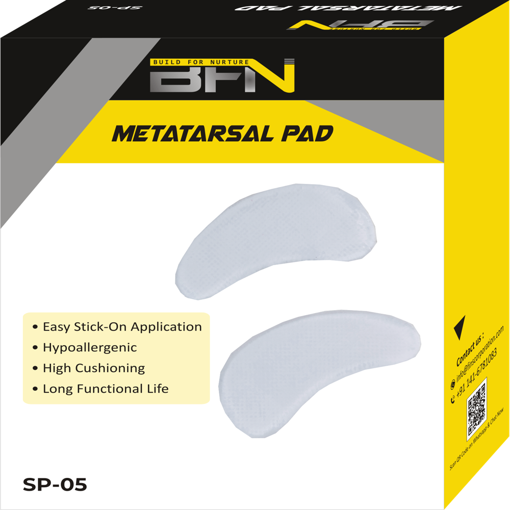 Sp-05 Metatarsal Pad - High-quality Silicone, Rectangular Shape, Discreet White Color | Pain Relief For Plantar Fasciitis, Cushioned Support For Ball Of The Foot
