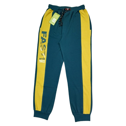 Boys Sinker Track Pants With Long Panel And Print Design - Color: Multicolor