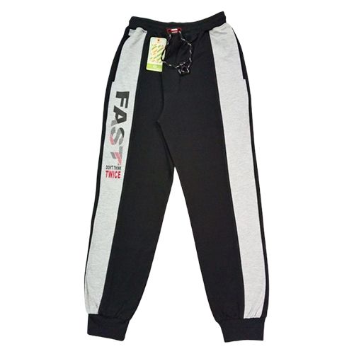 Boys Sinker Track Pants With Long Panel And Print Design - Color: Multicolor