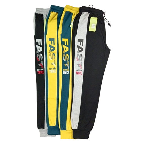 Boys Sinker Track Pants With Long Panel And Print Design - Color: Multicolor