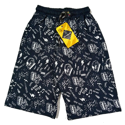 Boys Black Printed Bermuda - Design: Modern