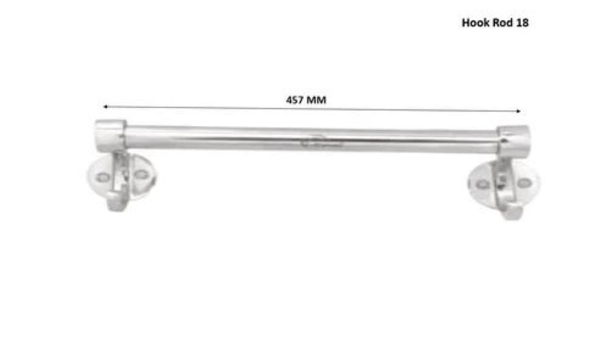 Stainless Steel Hook Towel Rod - Size: 24" And 18 "