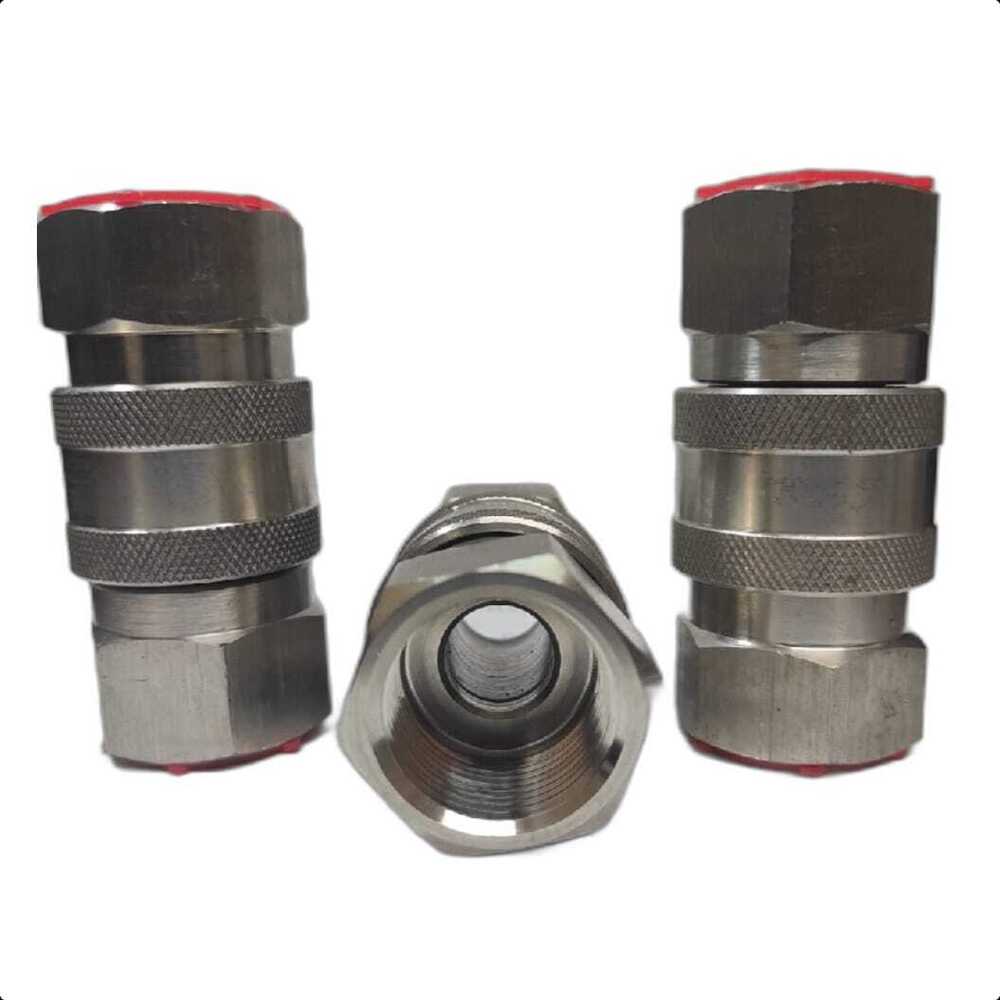 Quick Release Coupling - Stainless Steel, 1/4 Inch Size, Silver Color | Ideal For Hydraulic Pipe Applications, 150 Grams Weight