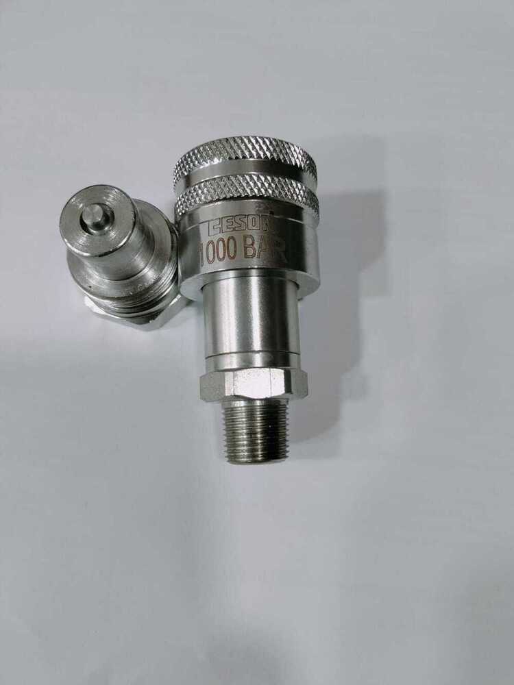 Quick Release Coupling - Stainless Steel, 1/4 Inch Size, Silver Color | Ideal For Hydraulic Pipe Applications, 150 Grams Weight