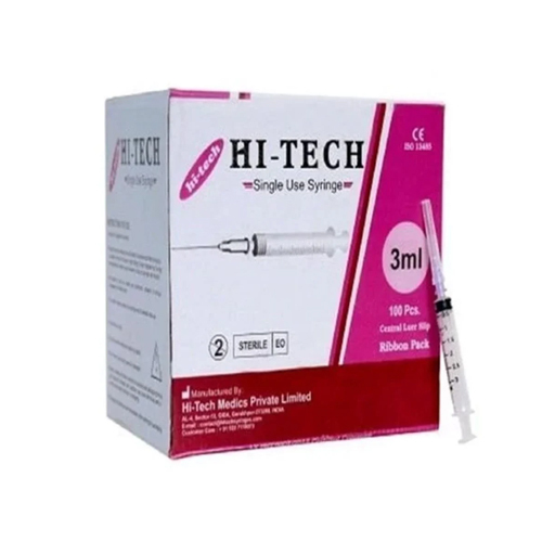 3ml Hitech Single Use Syringe - Stainless Steel Needle, Disposable Design | Ideal for Hospital and Clinic Use, Single Use Only