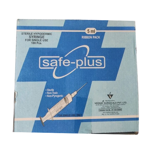 5Ml Safe Plus Sterile Hypodermic Syringe - Needle Material: Stainless Steel