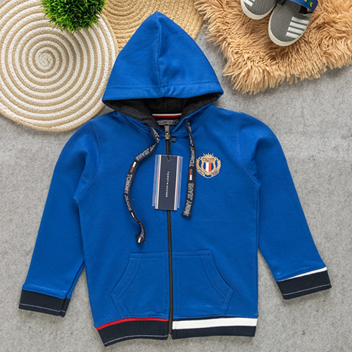 Kids Dark Blue Hoody T-Shirt - Cotton Blend, All Sizes Available, Dark Blue Color | Trendy Modern Design, Perfect for Winter Wear