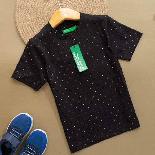 Kids Black Cotton T-Shirt
