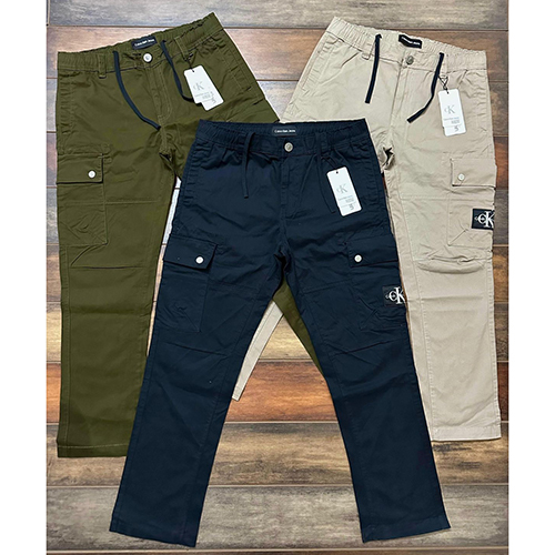 Mens Solid Cotton Cargo Pant - Color: Multicolor