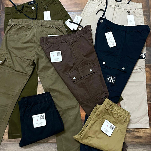 Mens Solid Cotton Cargo Pant