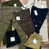 Mens Solid Cotton Cargo Pant