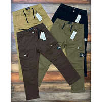 Mens Solid Cotton Cargo Pant