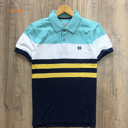 Mens Stylish Striped Polo T-Shirt