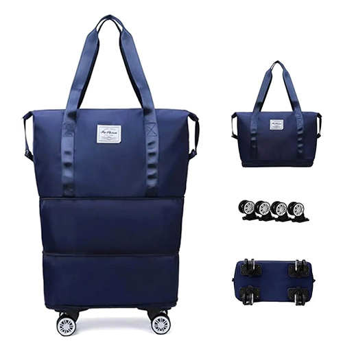 Dark Blue Travel Foldable Bag - Design: Plain