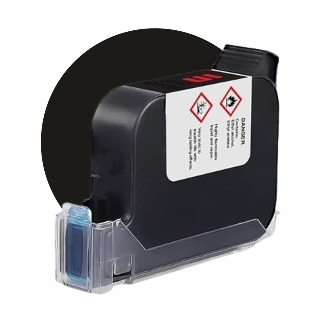 Sonic Industries Black Solvent Ink Cartridge (12.7mm) Half-Inch Printing for All-Surface Marking