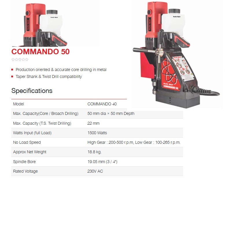 Ralli Wolf 50mm x 50mm Magnetic Core Drill (Commando-50)