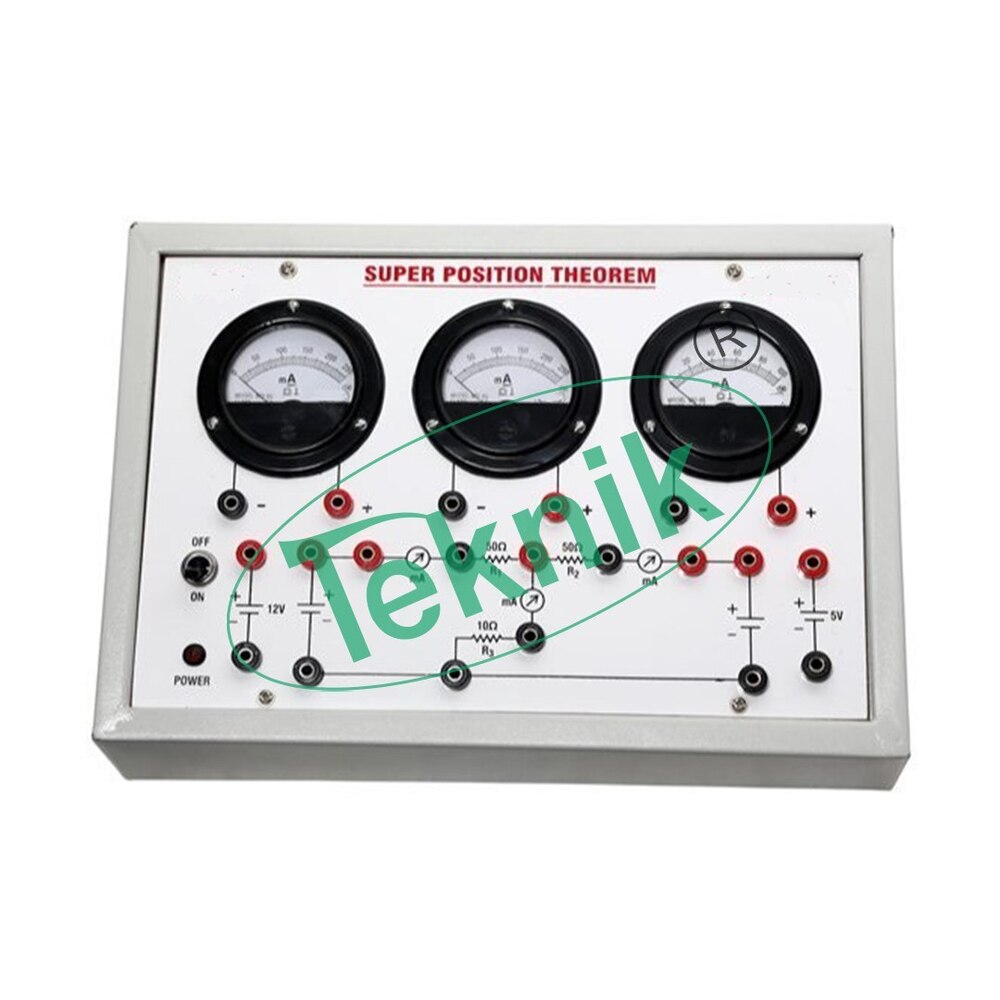 Superposition Theorem With Bakelite Panel & Round Meters - Bakelite Panel, Two Regulated Power Supplies, Two Moving Coil Meters, 4mm Socket Connections | Application For Superposition Theorem