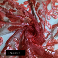 Floral Brown Sequins Embroidery Net Fabric