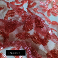 Floral Brown Sequins Embroidery Net Fabric