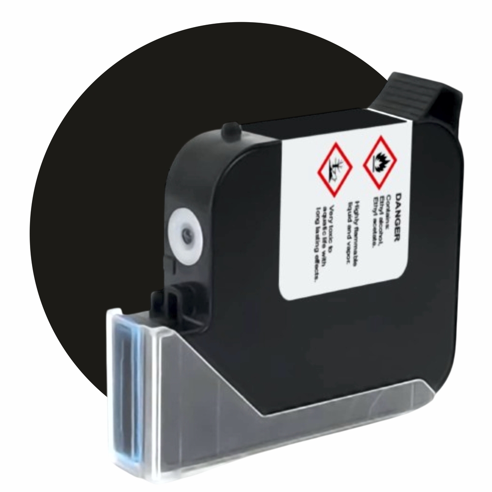 Sonic Industries Black Solvent Ink Cartridge 25mm Half-Inch Printing for All-Surface Marking