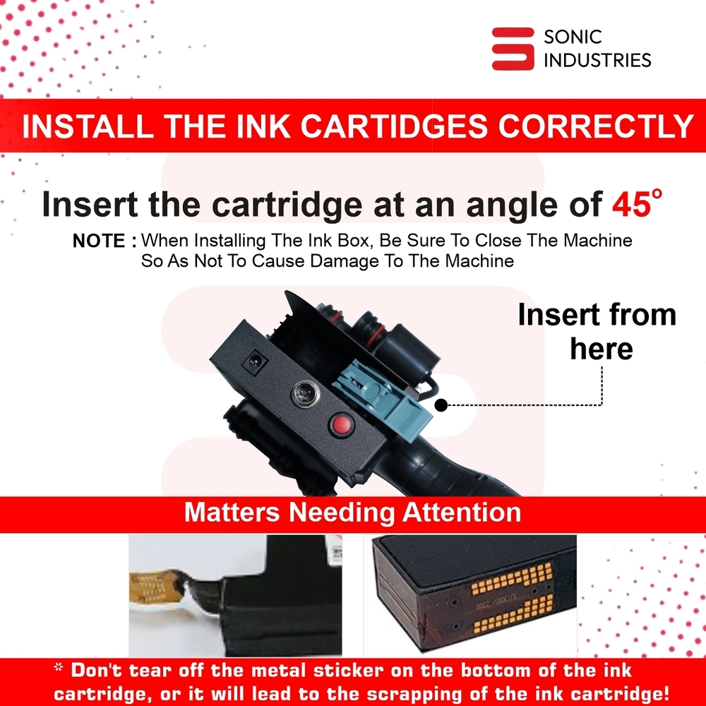 Sonic Industries Black Solvent Ink Cartridge 25mm Half-Inch Printing for All-Surface Marking