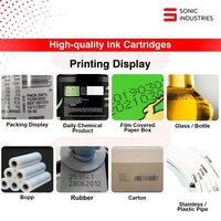 Sonic Industries Black Solvent Ink Cartridge 25mm Half-Inch Printing for All-Surface Marking