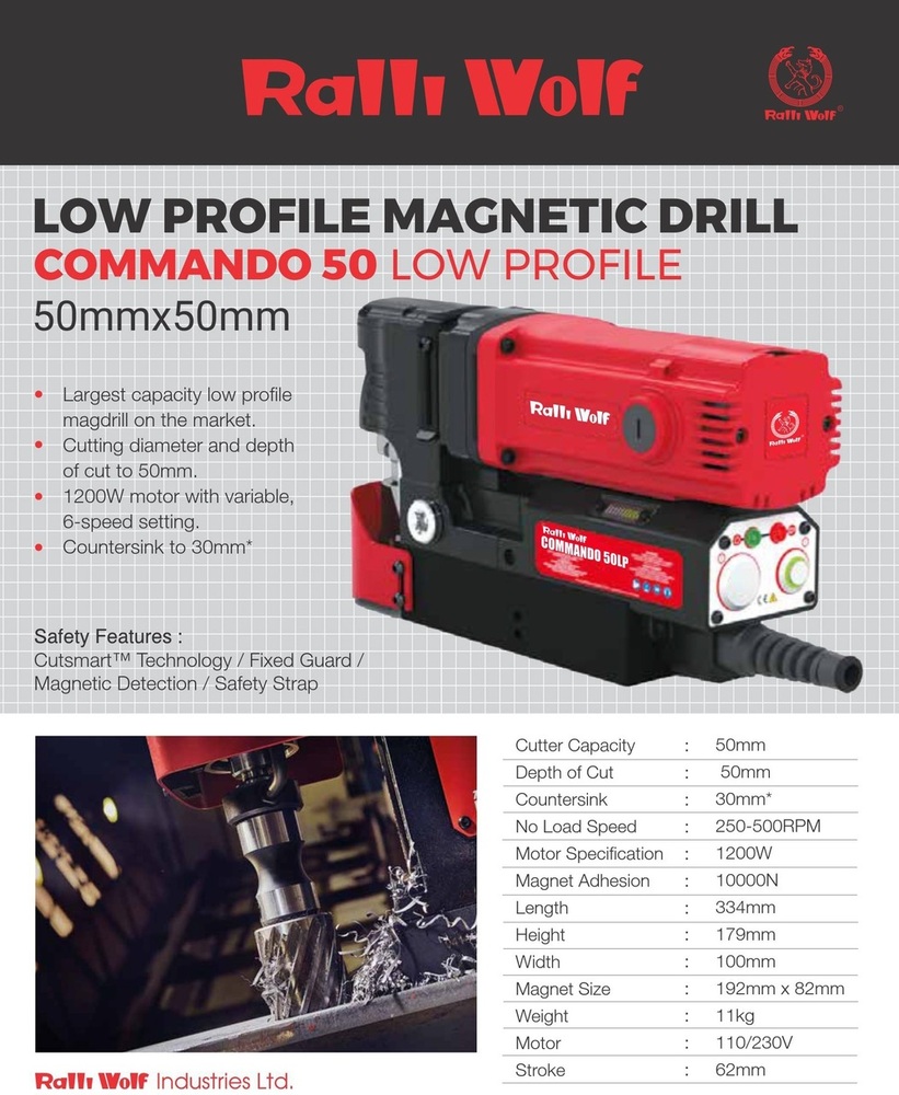 Ralli Wolf LOW PROFILE MAGNETIC DRILL (Commando-50 LP)