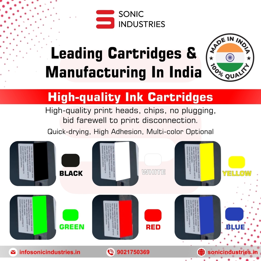 SONIC INDUSTRIES Blue Ink Cartridge (12.7mm) Designed for Pharma Industries
