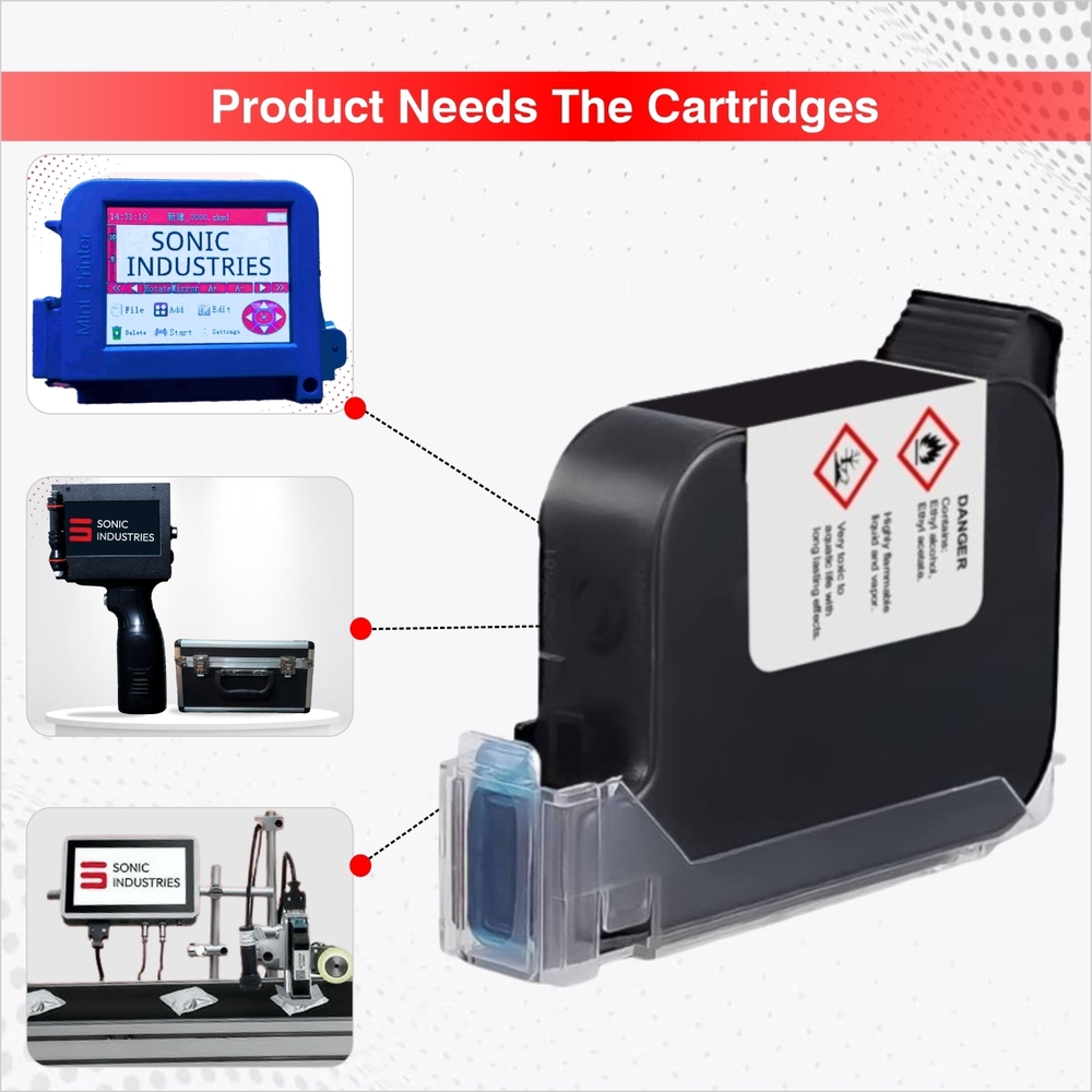 SONIC INDUSTRIES Blue Ink Cartridge (12.7mm) Designed for Pharma Industries