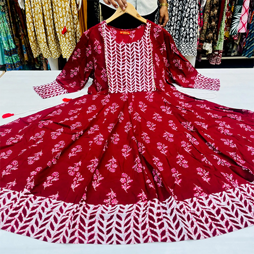 Red Color Long Frock Suit - Ethnic Region: Indian