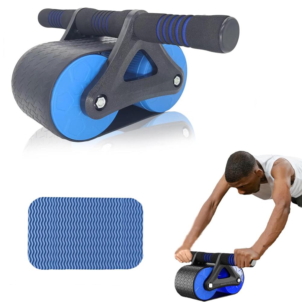 Automatic Rebound Ab Roller - Double-wheeled Design, Adjustable For Balanced Muscle Gain, Manual Operation