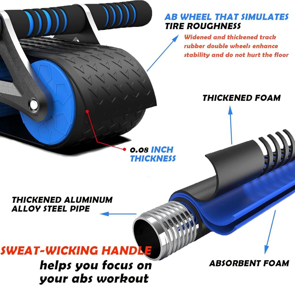 Automatic Rebound Ab Roller - Double-wheeled Design, Adjustable For Balanced Muscle Gain, Manual Operation