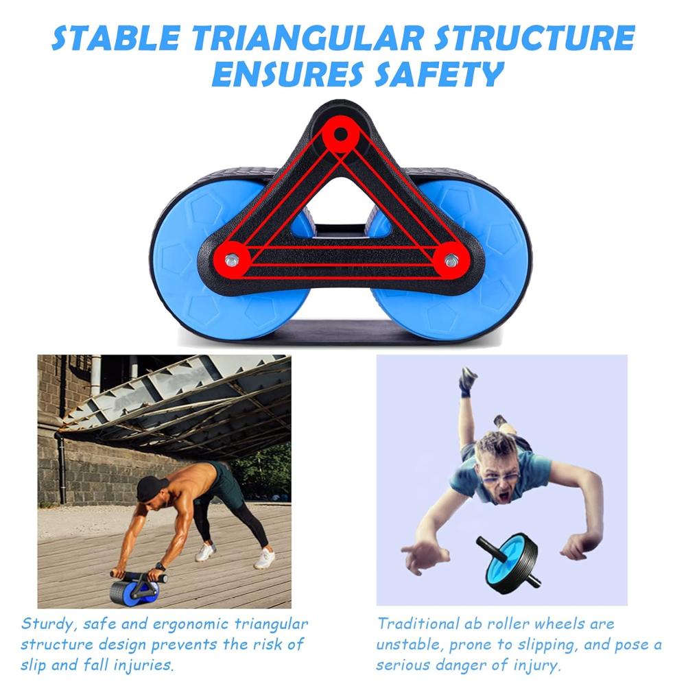 Automatic Rebound Ab Roller - Double-wheeled Design, Adjustable For Balanced Muscle Gain, Manual Operation