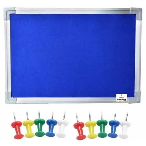 Notice Pin Board - Durable Aluminium, Standard Rectangular Shape, Stylish Blue Color | Lightweight, Reusable for School and College Use