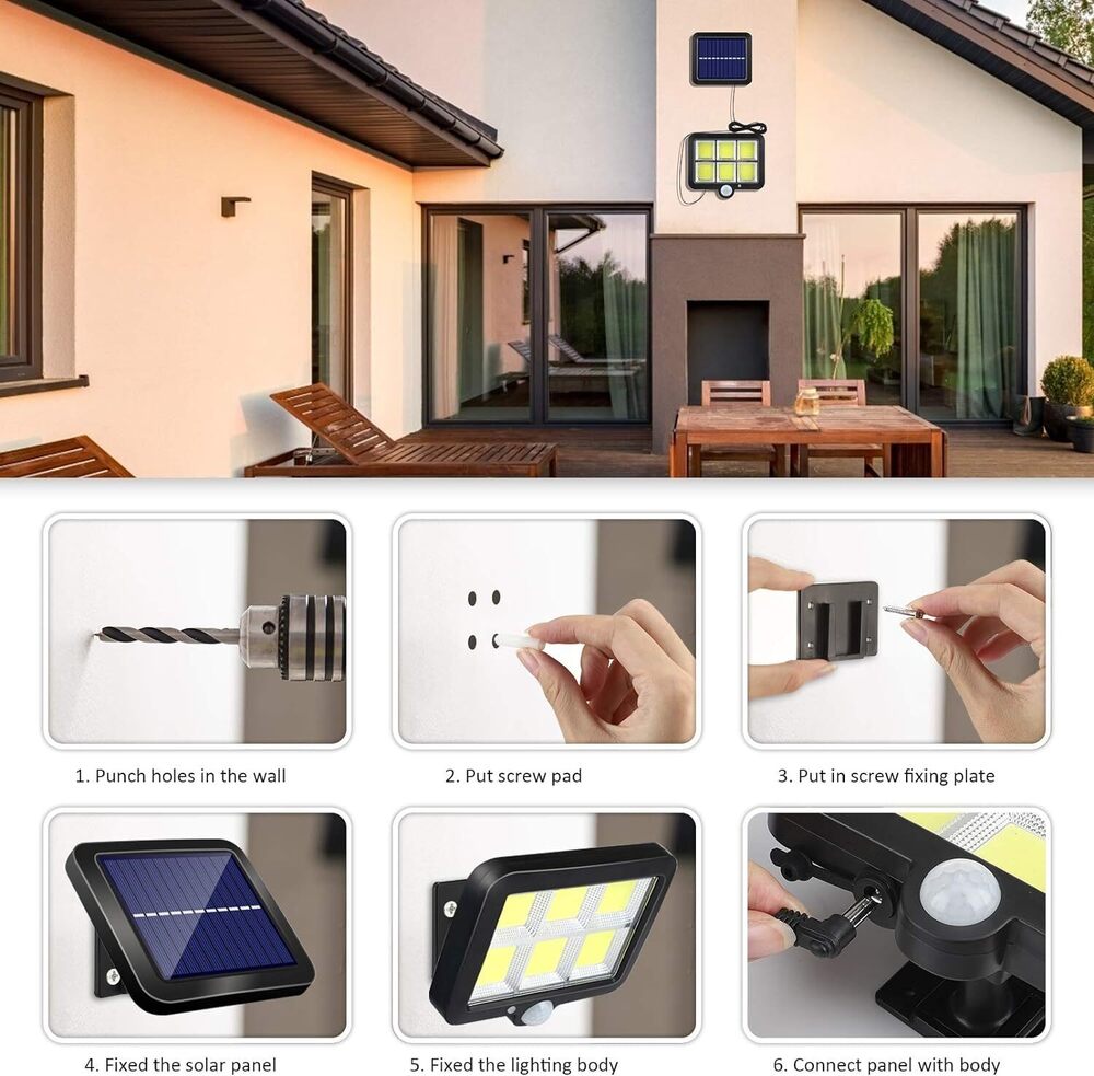 Ip65 Waterproof Solar Security Light - 5.8l X 4.2w X 1h Centimeters | Motion Sensor, Energy Saving, 120 Cob Leds, 3 Lighting Modes
