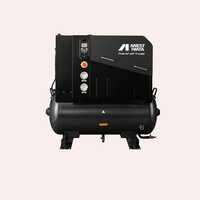 10 Hp Tank Mounted Screw Compressor - Mild Steel, Different Sizes, Sleek Black | Electric Power 220-440 Volt, Reliable Warranty