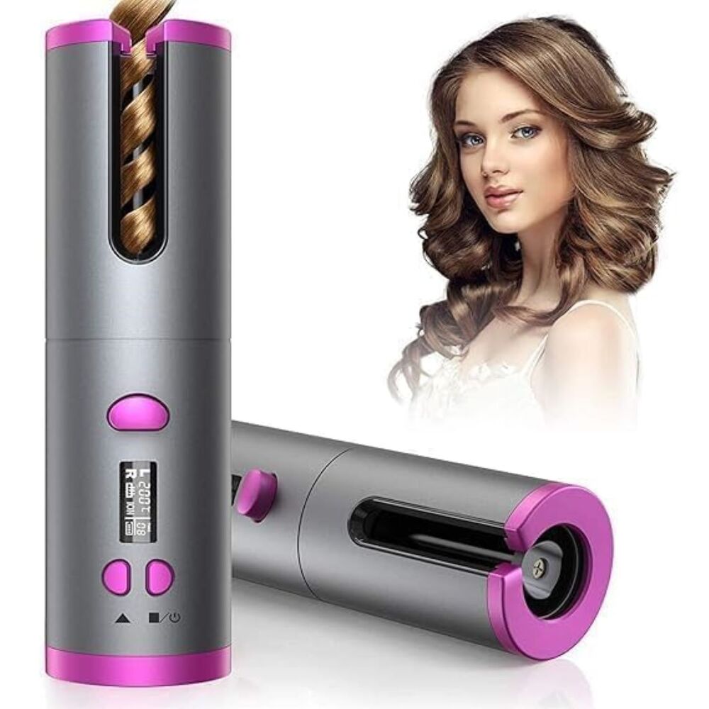 Wireless USB Auto Hair Curler - Sleek Ergonomic Design, Fast Heating Technology, Tangle-Free Operation, Auto Shut-Off Safety Feature