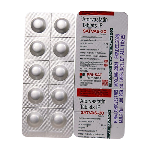 Atorvastatin Tablets Ip - 20 Mg, 10*10 Tablets | Lower Cholesterol & Triglyceride Levels, Suitable For All, Store In Dry Place