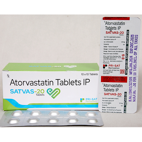 Atorvastatin Tablets Ip - 20 Mg, 10*10 Tablets | Lower Cholesterol & Triglyceride Levels, Suitable For All, Store In Dry Place