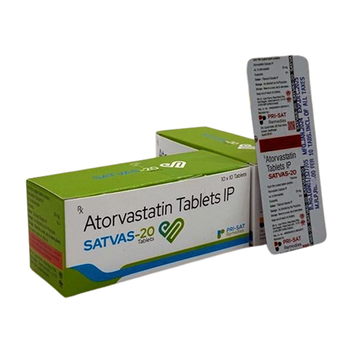 Atorvastatin Tablets Ip - 20 Mg, 10*10 Tablets | Lower Cholesterol & Triglyceride Levels, Suitable For All, Store In Dry Place
