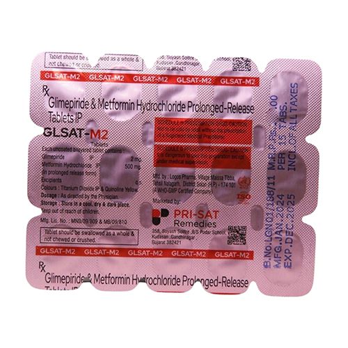 Glsat-m2 Glimepiride And Metformin Hydrochloride Prolonged-release Tablets Ip - Drug Type: General Medicines