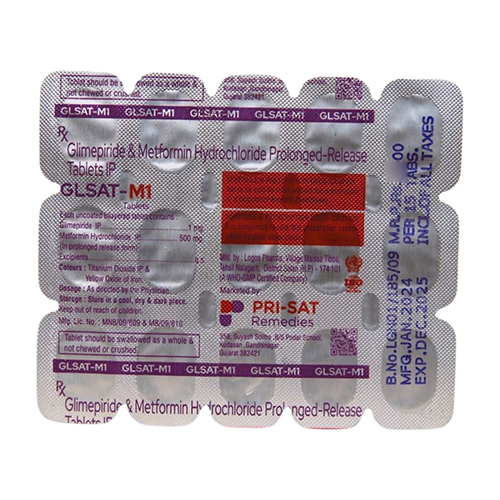 Glsat-m1 Glimepiride And Metformin Hydrochloride Prolonged-release Tablets Ip - Drug Type: General Medicines