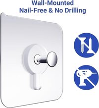 Screw Hook Sticker S - Stainless Steel, 6x6 Cm, Transparent | Reusable Adhesive Hooks For Versatile Surface Application, Heavy Duty And Easy To Use