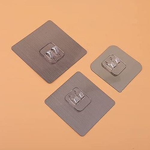 Magic Plastic Self-Adhesive Wall Hook - PVC, 6x6 cm, Transparent | Perfect for Bathroom, Kitchen, Multi-Surface Use, Includes Heavy Duty Heavy Duty Sticker